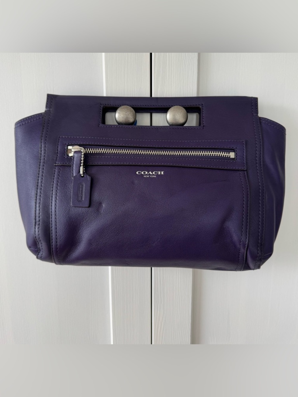Coach Purple Leather Top Handle Bag
